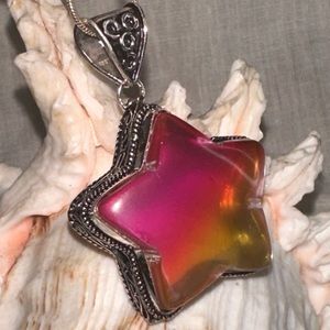 Tourmaline bi-color vintage statement star pendant